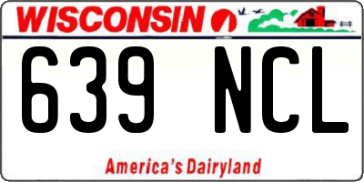 WI license plate 639NCL