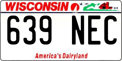 WI license plate 639NEC
