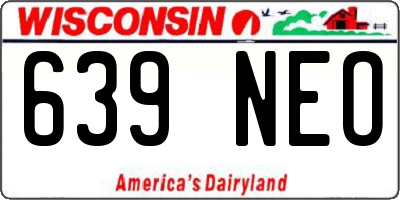 WI license plate 639NEO