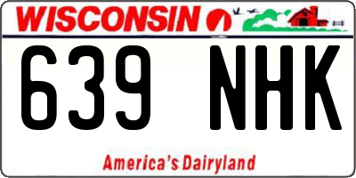 WI license plate 639NHK