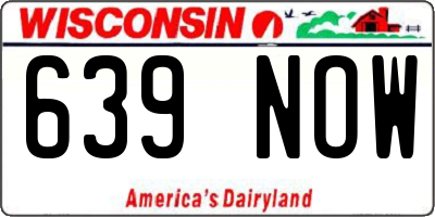 WI license plate 639NOW