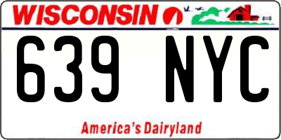 WI license plate 639NYC
