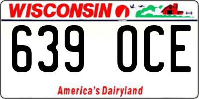 WI license plate 639OCE