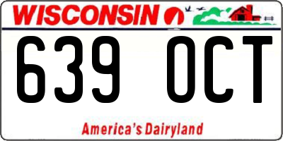 WI license plate 639OCT