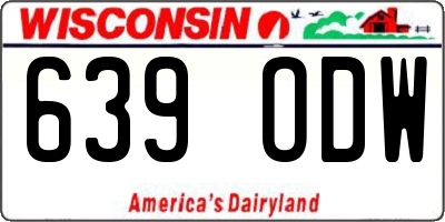 WI license plate 639ODW