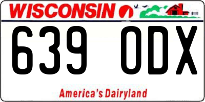WI license plate 639ODX