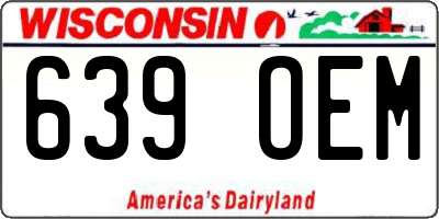 WI license plate 639OEM