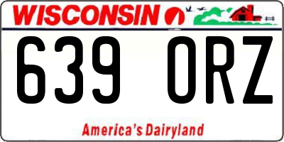 WI license plate 639ORZ
