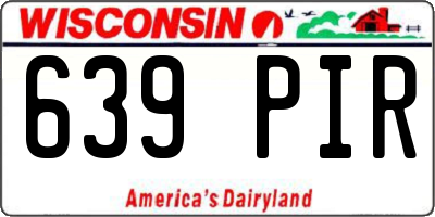 WI license plate 639PIR