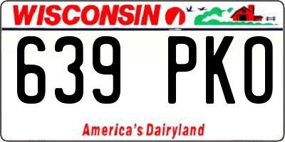 WI license plate 639PKO