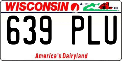 WI license plate 639PLU