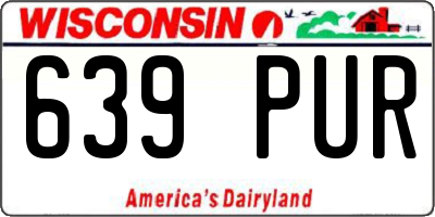 WI license plate 639PUR