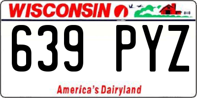 WI license plate 639PYZ