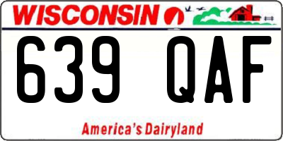 WI license plate 639QAF