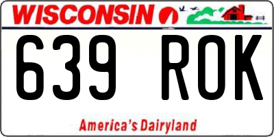 WI license plate 639ROK