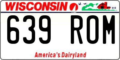 WI license plate 639ROM