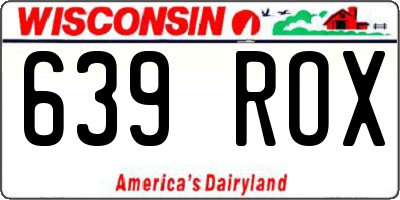 WI license plate 639ROX