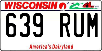 WI license plate 639RUM
