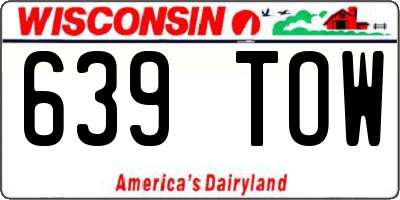 WI license plate 639TOW