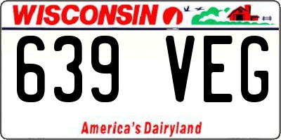WI license plate 639VEG