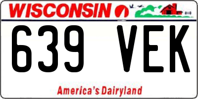 WI license plate 639VEK