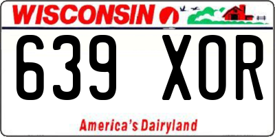 WI license plate 639XOR