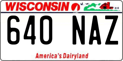 WI license plate 640NAZ