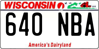 WI license plate 640NBA