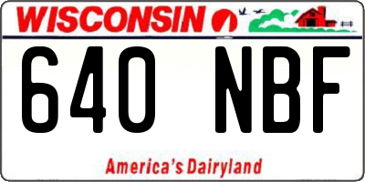 WI license plate 640NBF