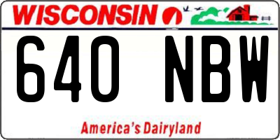 WI license plate 640NBW
