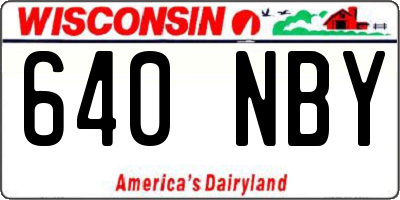 WI license plate 640NBY