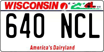 WI license plate 640NCL