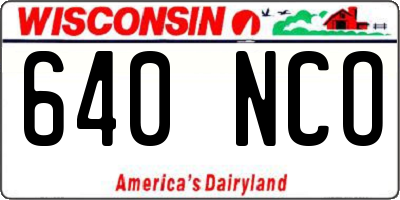 WI license plate 640NCO