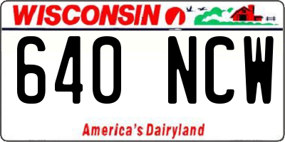 WI license plate 640NCW