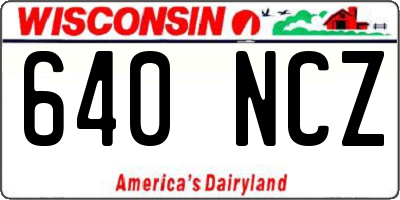 WI license plate 640NCZ