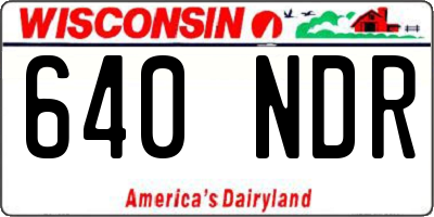 WI license plate 640NDR
