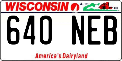WI license plate 640NEB