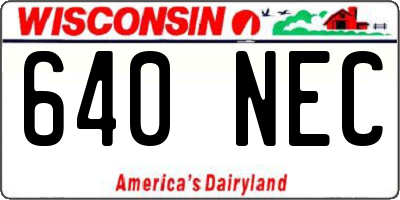WI license plate 640NEC