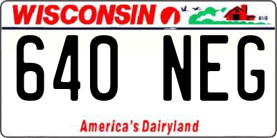 WI license plate 640NEG