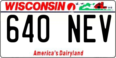 WI license plate 640NEV
