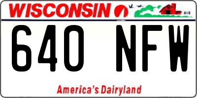 WI license plate 640NFW