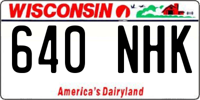 WI license plate 640NHK
