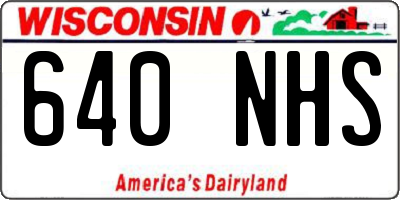 WI license plate 640NHS