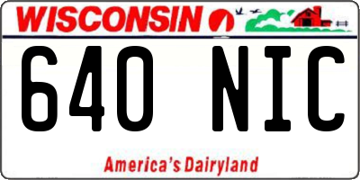 WI license plate 640NIC