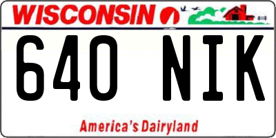 WI license plate 640NIK