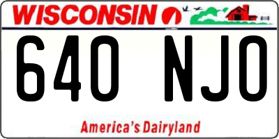 WI license plate 640NJO
