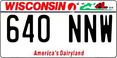 WI license plate 640NNW