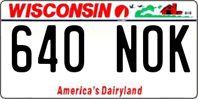 WI license plate 640NOK