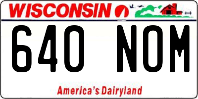 WI license plate 640NOM