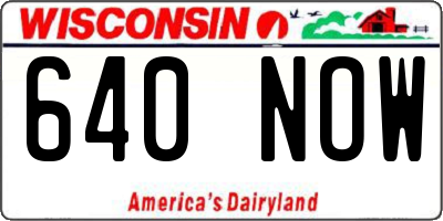 WI license plate 640NOW